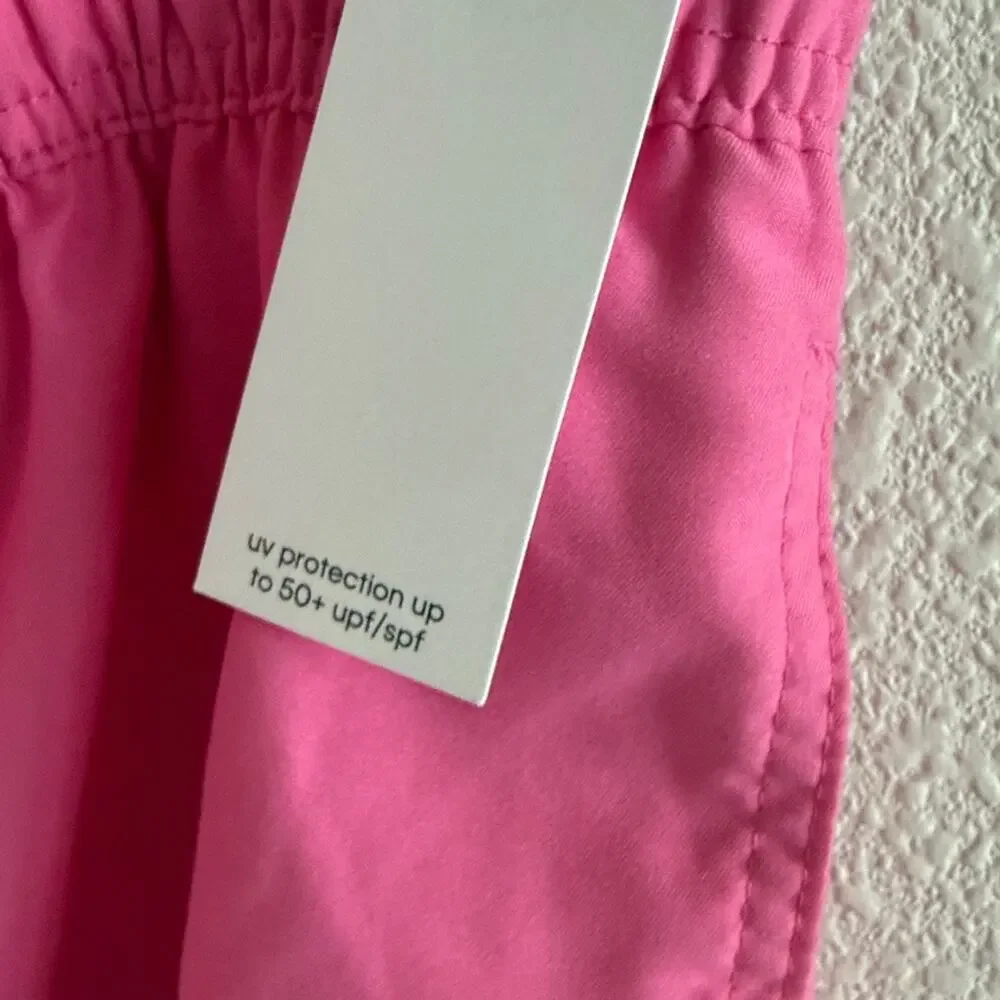 NWT Calvin Klein Men's Bright Pink Spell Out Swim Trunks Shorts UV Protection XL